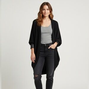 RUDSAK Long Black Batwing Cardigan with Faux Leather Cuffs Size XS-S